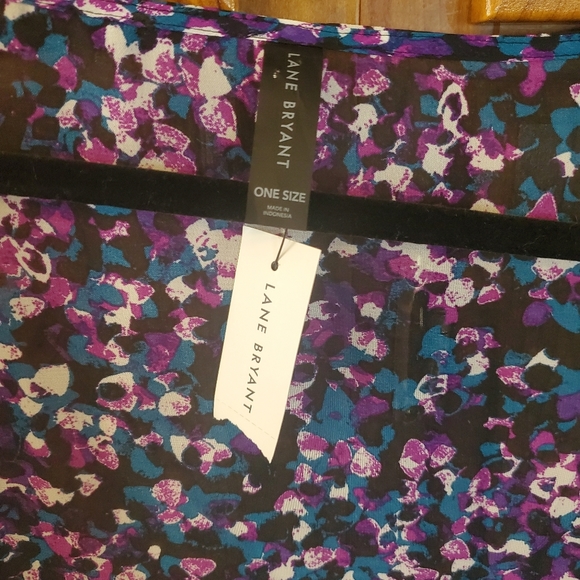 Lane Bryant Chiffon Kimono Onesize Colorful Purple Polka-dot NWT - Picture 5 of 9